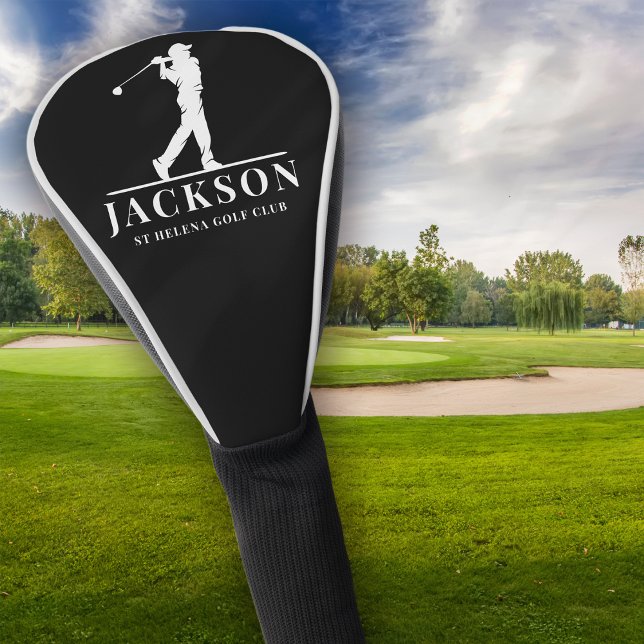 Black White Personalized Monogram Golf Swing Head Cover (Creator Uploaded)
