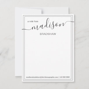 Black White Personalized Name   From The Desk Of T Thank You Card