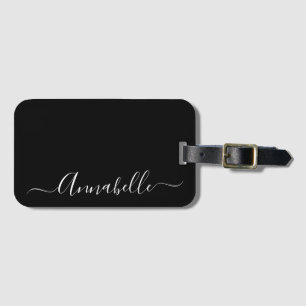 Black & White Personalized Name Luggage Tag