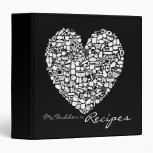 Black & White Personalized Name Recipe Binder