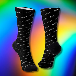 Black white Personalized Name Socks Custom Text