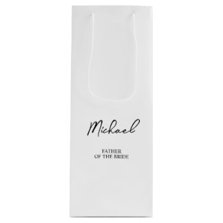 Black & White Personalized Name Wedding Party Wine Gift Bag