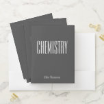 Black White Personalized School Subject Chemistry  Pocket Folder<br><div class="desc">A cute,  trendy custom set of pocket folders to take to chemistry class or for homework with a simple,  minimalist cover in black and white and space for the school subject and your name to be personalized.</div>