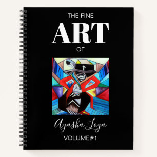 Black White Personalized Sketchbook Artist Name  Notebook