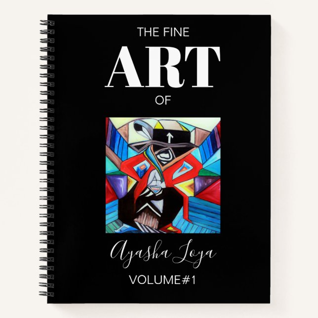 Black White Personalized Sketchbook Artist Name  Notebook (Front)