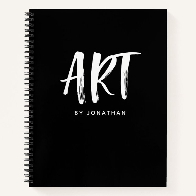 Black White Personalized Sketchbook Your Name Notebook (Front)