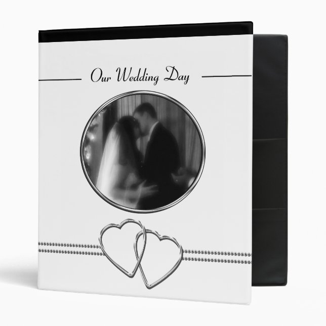 Black & White Personalized Wedding Album Binder (Front/Inside)
