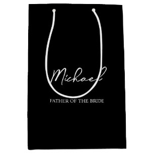 Black & White Personalized Wedding Party Name Gift Medium Gift Bag