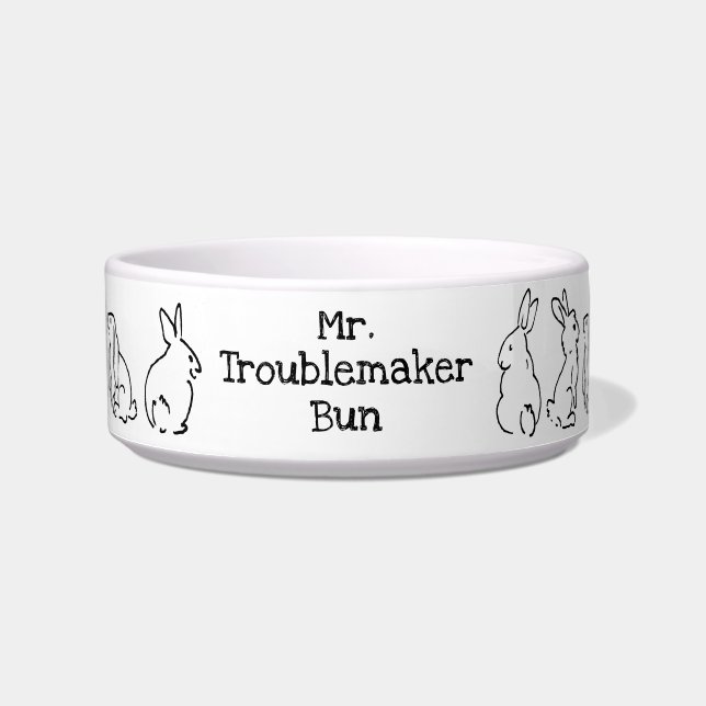 Black & White Pet Bunny Rabbit Dish Personalize (Front)