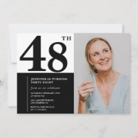 Black White Photo 48th Birthday Invitations