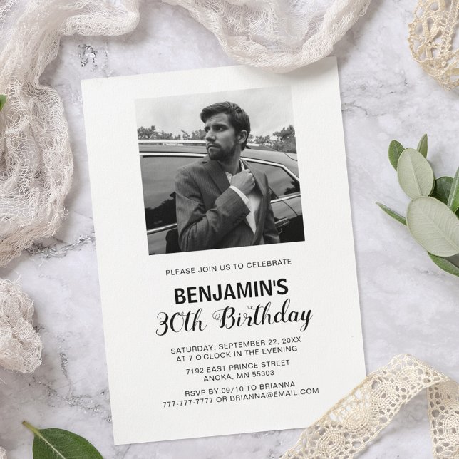 Black & White Photo Birthday Invitation (Creator Uploaded)