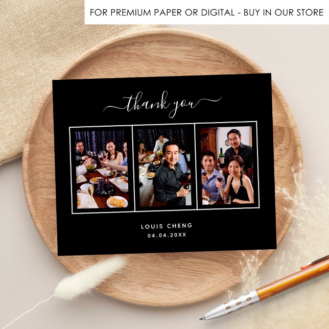 Black white photo birthday thank you card (Creator Uploaded)