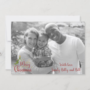 Black & White Photo Christmas Flat Card - 2 Sided