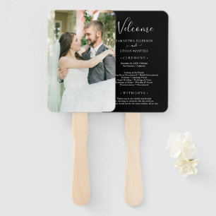 Black & White Photo Classic Custom Wedding Program Hand Fan