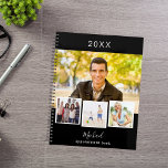 Black white photo collage appointments 2025 planner<br><div class="desc">Create your own unique photo collage. Use four,  4 of your favourite photo.   Personalize and a year,  name and text. A black background,  white text.</div>