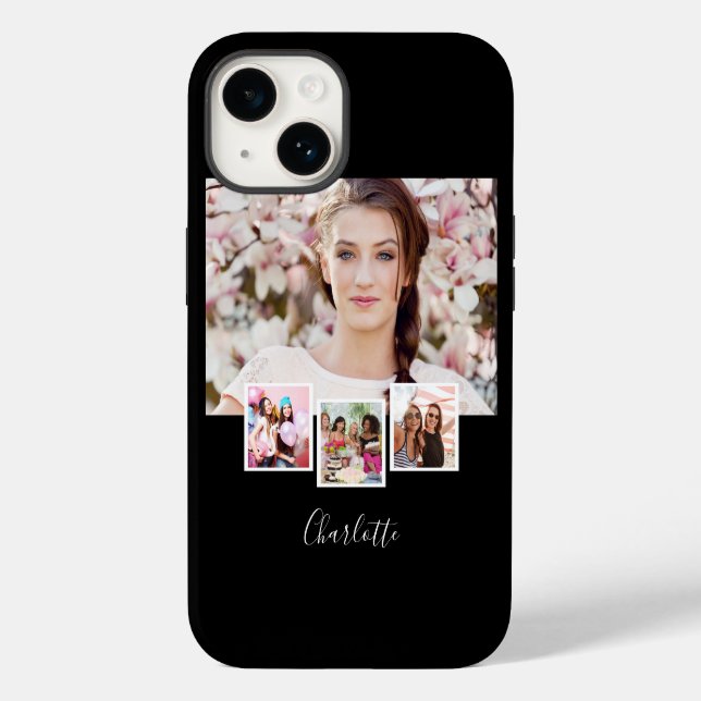 Black white photo collage name Case-Mate iPhone case (Back)