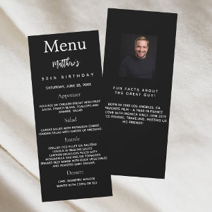 Black white photo fun faits carte menu d'anniversa