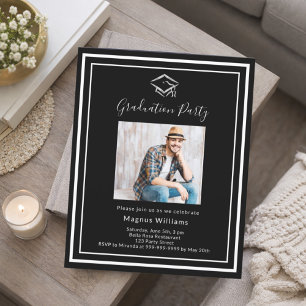 Black white photo Graduation Party invitation