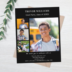 Black white photo Graduation Party invitation