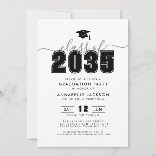 Black White Photo Graduation Party Invitation