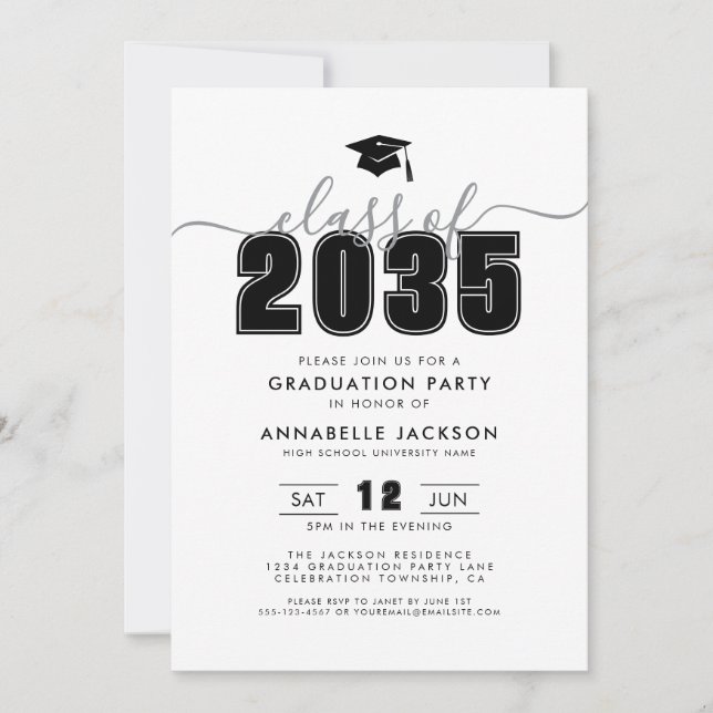 Black White Photo Graduation Party Invitation (Front)
