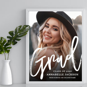Black White Photo Graduation Party Sign