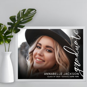 Black White Photo Graduation Party Sign