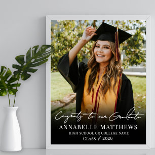Black White Photo Graduation Party Sign