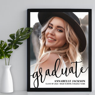 Black White  Photo Graduation Party Sign
