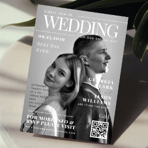 Black & White Photo Magazine Cover Unique Wedding  Invitation
