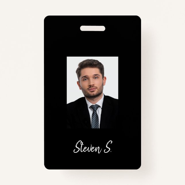 Black white photo name badge (Front)