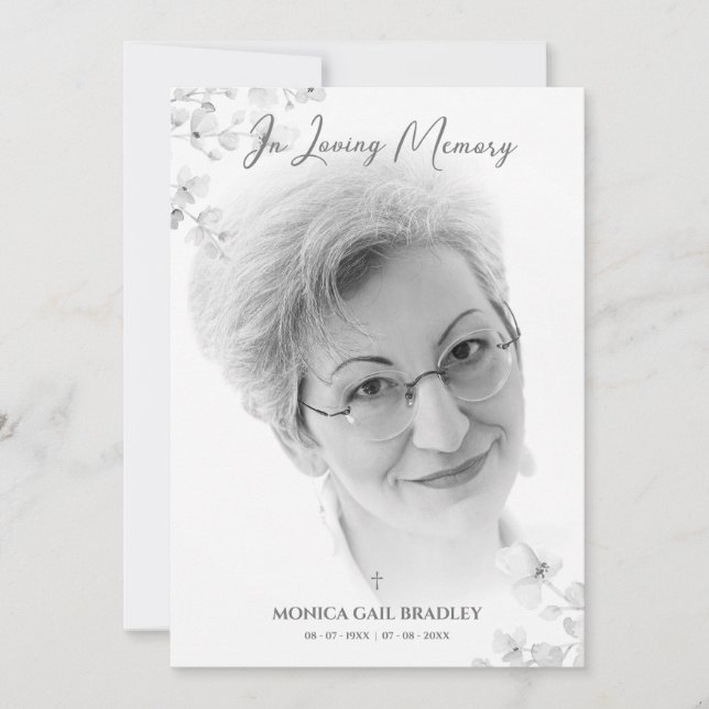 Black & White Photo Remembrance Service Dear Ones Card (Front)