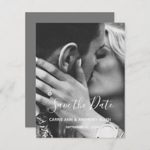 Black White Photo Script Typography Save the Date