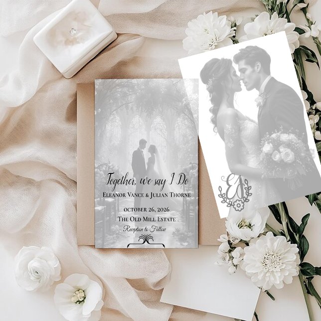 Black & White Photo Wedding Invitation | Elegant  (Créateur téléchargé)