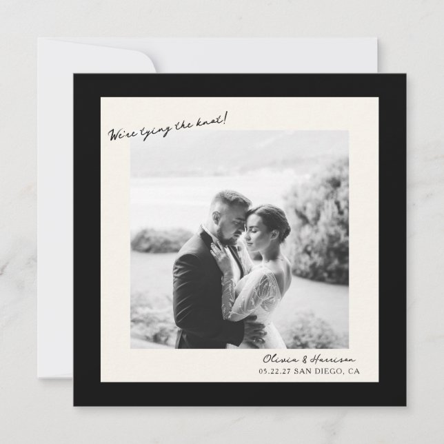Black White Photo Wedding Save the Date Invitation (Front)