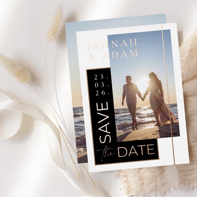 Black White Photo Wedding Save the Date Rose (Creator Uploaded)