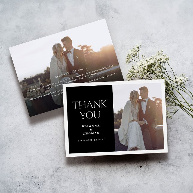 Black White Photo Wedding Thank You Card (Creator Uploaded)