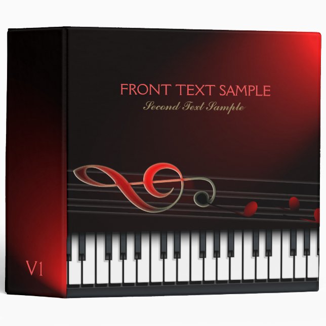 Black White Piano And Clef Binder (Front/Spine)