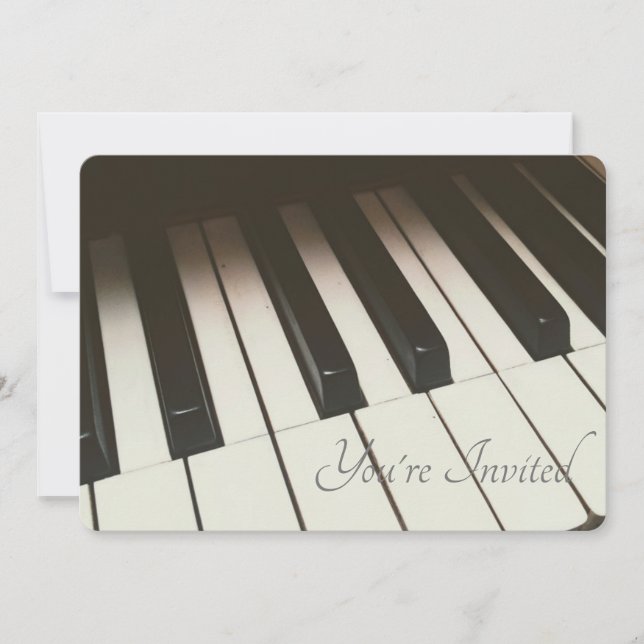  Black & White Piano Keys Photograph Wedding Invitation (Front)