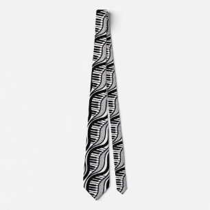 Black White Piano Polka Music Tie