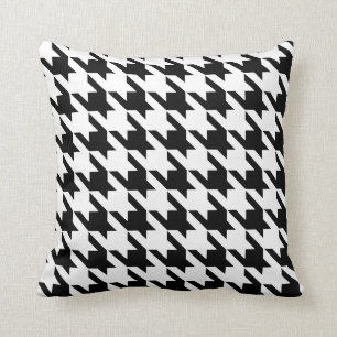 Black White Pied De Poule Houndstooth Throw Pillow