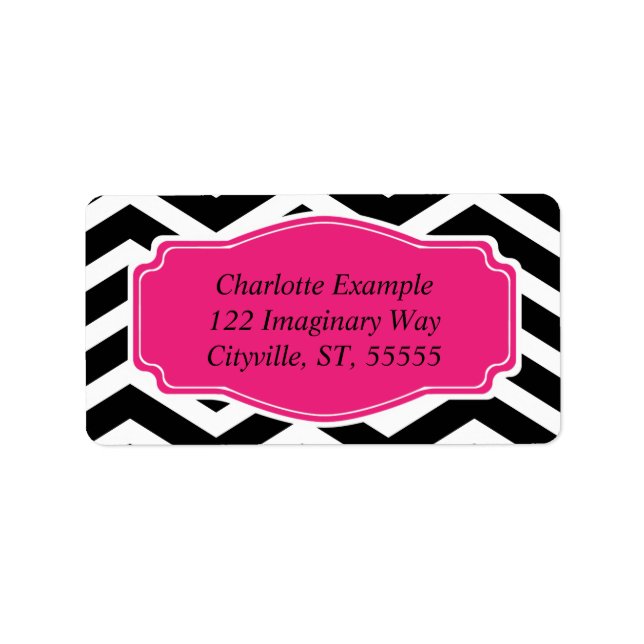 Black White Pink Chevron Custom Label (Front)