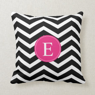 Black White Pink Chevron Custom Throw Pillow