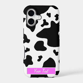 Black/White Pink Cow Print - Personalize