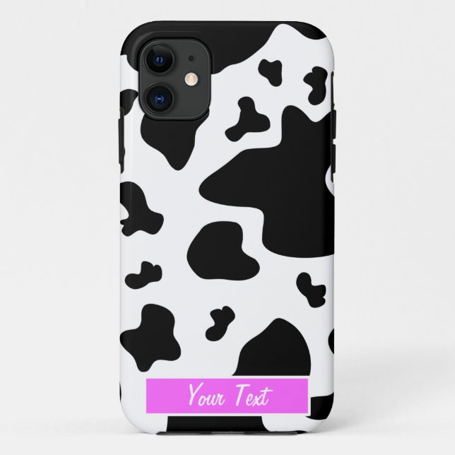 Black/White Pink Cow Print - Personalize Case-Mate iPhone Case (Back)