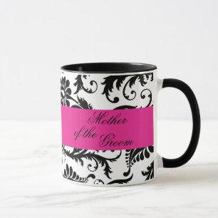Black, White, Pink Damask Mother of the Groom Mug