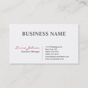 Black White Pink Elegant Modern Simple Business Card