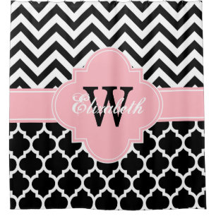 Black White Pink Moroccan #5 Chevron 1IQRN