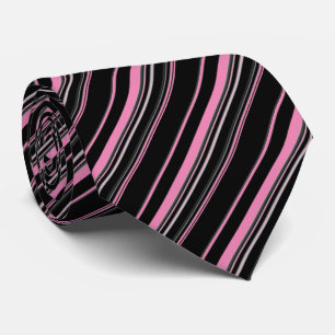 Black White Pink Striped Pattern Tie