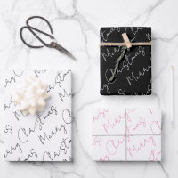 Black, white, pink typography Christmas holiday